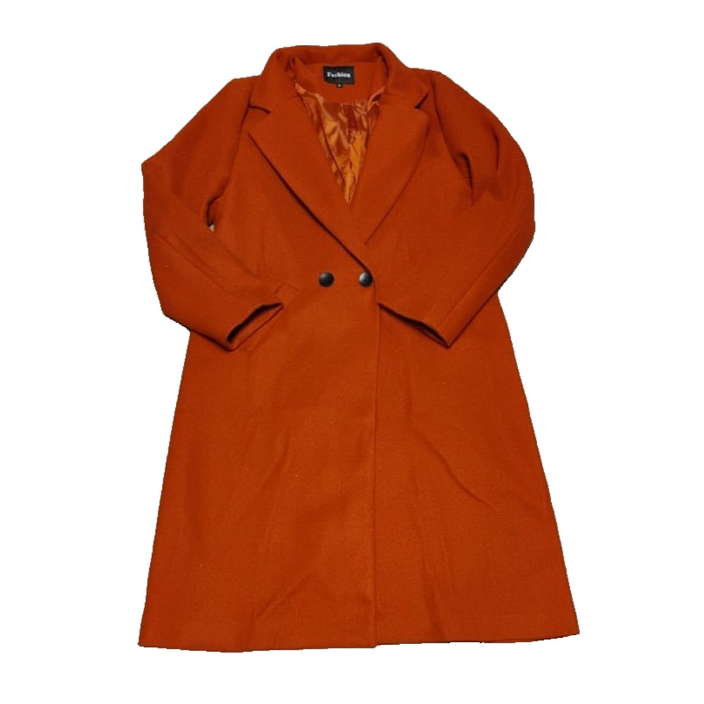 Fashion 100 % wool Women orange Trench Coat Style Jacket Vibrant Versatile Sz L